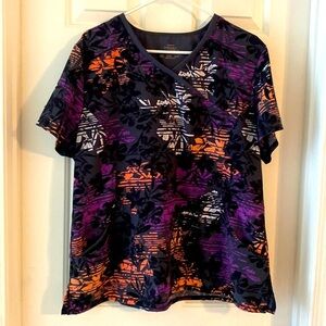 Cherokee Infinity Scrub Top XL Purple Orange Tropical